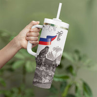 Haiti Citadelle Laferriere Tumbler With Handle Hispaniolan Trogon and Plumeria - Wonder Print Shop