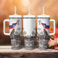 Haiti Citadelle Laferriere Tumbler With Handle Hispaniolan Trogon and Plumeria - Wonder Print Shop