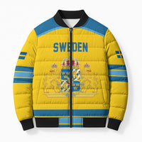 Sweden Ice Hockey Custom Bomber Puffer Jacket Swedish Coat of Arms Design