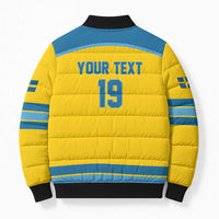 Sweden Ice Hockey Custom Bomber Puffer Jacket Swedish Coat of Arms Design