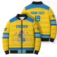 Sweden Ice Hockey Custom Bomber Puffer Jacket Swedish Coat of Arms Design