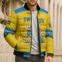 Sweden Ice Hockey Custom Bomber Puffer Jacket Swedish Coat of Arms Design
