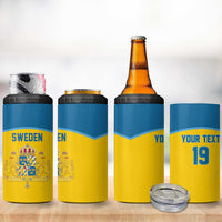 Sweden Ice Hockey Custom 4 in 1 Can Cooler Tumbler Swedish Coat of Arms Design