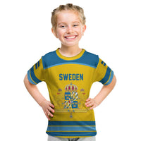 Sweden Ice Hockey Custom Kid T Shirt Swedish Coat of Arms Design