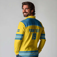 Sweden Ice Hockey Custom Long Sleeve Polo Shirt Swedish Coat of Arms Design