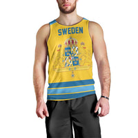 Sweden Ice Hockey Custom Men Tank Top Swedish Coat of Arms Design