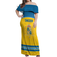 Sweden Ice Hockey Custom Off Shoulder Maxi Dress Swedish Coat of Arms Design