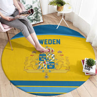 Sweden Ice Hockey Round Carpet Swedish Coat of Arms Design