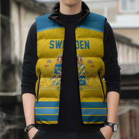Sweden Ice Hockey Custom Sleeveless Puffer Jacket Swedish Coat of Arms Design