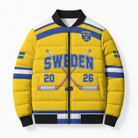 Sweden Ice Hockey Custom Bomber Puffer Jacket Go Tre Kronor Champions