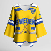 Sweden Ice Hockey Custom Kimono Sleeve Blouse Go Tre Kronor Champions