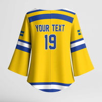 Sweden Ice Hockey Custom Kimono Sleeve Blouse Go Tre Kronor Champions