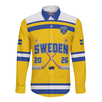Sweden Ice Hockey Custom Long Sleeve Button Shirt Go Tre Kronor Champions
