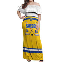 Sweden Ice Hockey Custom Off Shoulder Maxi Dress Go Tre Kronor Champions