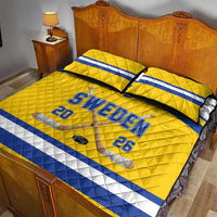 Sweden Ice Hockey Quilt Bed Set Go Tre Kronor Champions