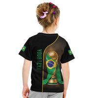 Personalized Brazil Football 2026 Kid T Shirt Trophy Flag Pride Art