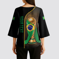 Personalized Brazil Football 2026 Kimono Sleeve Blouse Trophy Flag Pride Art