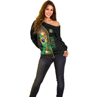 Personalized Brazil Football 2026 Off Shoulder Sweater Trophy Flag Pride Art