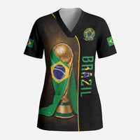 Personalized Brazil Football 2026 Scrub Top Trophy Flag Pride Art