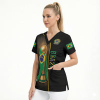 Personalized Brazil Football 2026 Scrub Top Trophy Flag Pride Art