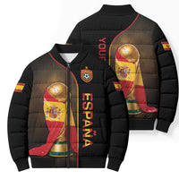 Personalized Spain Football 2026 Bomber Puffer Jacket Trophy Flag Pride Art