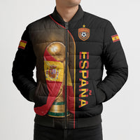Personalized Spain Football 2026 Bomber Puffer Jacket Trophy Flag Pride Art