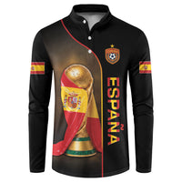 Personalized Spain Football 2026 Button Sweatshirt Trophy Flag Pride Art