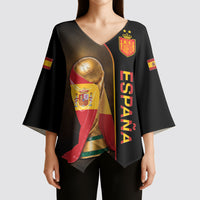 Personalized Spain Football 2026 Kimono Sleeve Blouse Trophy Flag Pride Art