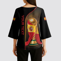 Personalized Spain Football 2026 Kimono Sleeve Blouse Trophy Flag Pride Art