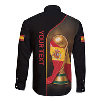 Personalized Spain Football 2026 Long Sleeve Button Shirt Trophy Flag Pride Art