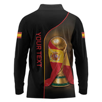 Personalized Spain Football 2026 Long Sleeve Polo Shirt Trophy Flag Pride Art