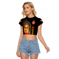 Personalized Spain Football 2026 Raglan Cropped T Shirt Trophy Flag Pride Art