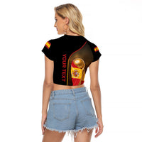 Personalized Spain Football 2026 Raglan Cropped T Shirt Trophy Flag Pride Art