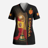 Personalized Spain Football 2026 Scrub Top Trophy Flag Pride Art
