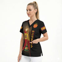 Personalized Spain Football 2026 Scrub Top Trophy Flag Pride Art