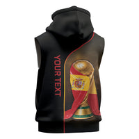 Personalized Spain Football 2026 Sleeveless Zip Hoodie Trophy Flag Pride Art