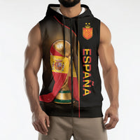 Personalized Spain Football 2026 Sleeveless Zip Hoodie Trophy Flag Pride Art