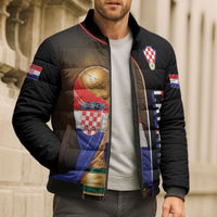 Personalized Croatia Football 2026 Bomber Puffer Jacket Trophy Flag Pride Art