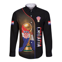 Personalized Croatia Football 2026 Long Sleeve Button Shirt Trophy Flag Pride Art