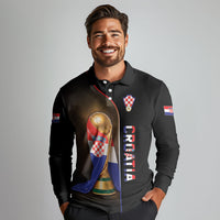 Personalized Croatia Football 2026 Long Sleeve Polo Shirt Trophy Flag Pride Art