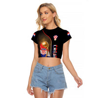 Personalized Croatia Football 2026 Raglan Cropped T Shirt Trophy Flag Pride Art