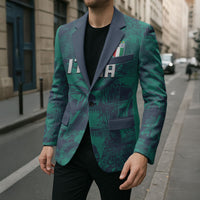 Custom Italy Football Blazer Gli Azzurri Renaissance Art Green Version