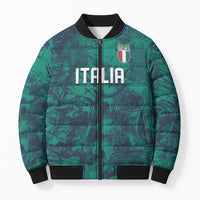 Custom Italy Football Bomber Puffer Jacket Gli Azzurri Renaissance Art Green Version