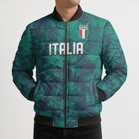 Custom Italy Football Bomber Puffer Jacket Gli Azzurri Renaissance Art Green Version