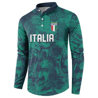 Custom Italy Football Button Sweatshirt Gli Azzurri Renaissance Art Green Version