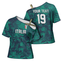 Custom Italy Football Cross Shoulder Shirt Gli Azzurri Renaissance Art Green Version