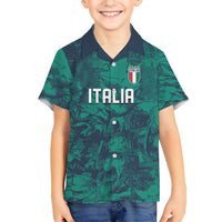 Custom Italy Football Kid Hawaiian Shirt Gli Azzurri Renaissance Art Green Version