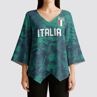 Custom Italy Football Kimono Sleeve Blouse Gli Azzurri Renaissance Art Green Version