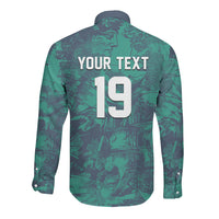 Custom Italy Football Long Sleeve Button Shirt Gli Azzurri Renaissance Art Green Version