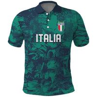 Custom Italy Football Polo Shirt Gli Azzurri Renaissance Art Green Version